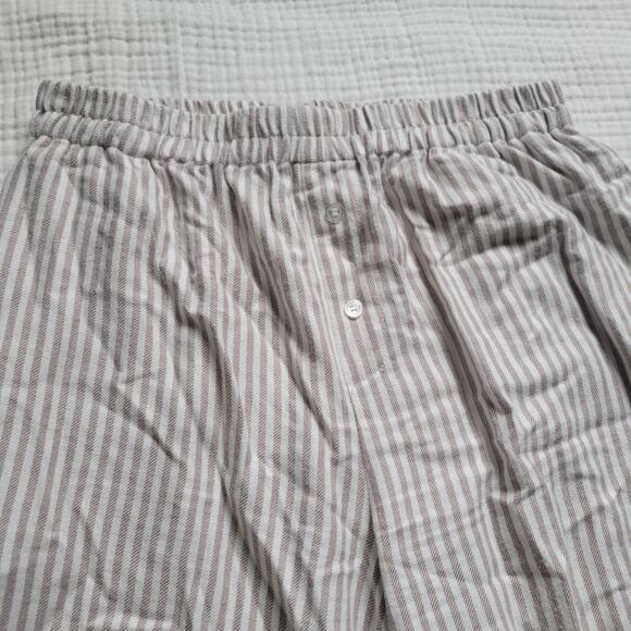 Sincerely Jules Womens M Beige White Pinstripe Wide Leg Casual Pants PJ Fleece - Picture 2 of 4